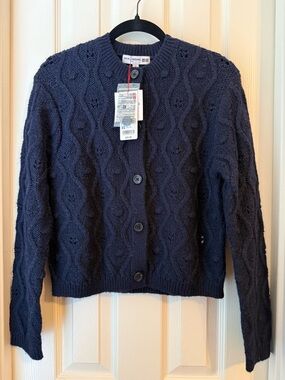 NWT Uniqlo x Ines de la Fressange Pointelle Crew Neck Long-Sleeve Cardigan